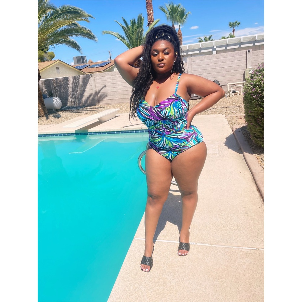 Multi color plus size swimsuit